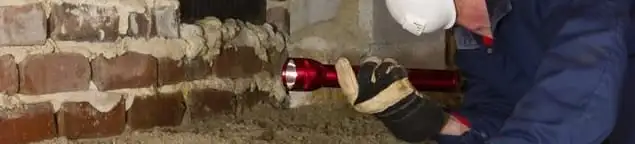 Pest control technician inspecting a crawl space for ant activity and entry points in Jersey City, NJ